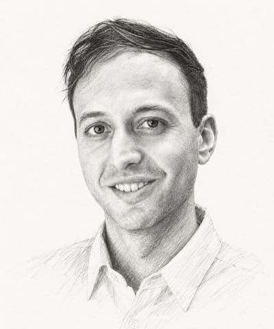Pencil portrait of Aaron Mirman-Heslin